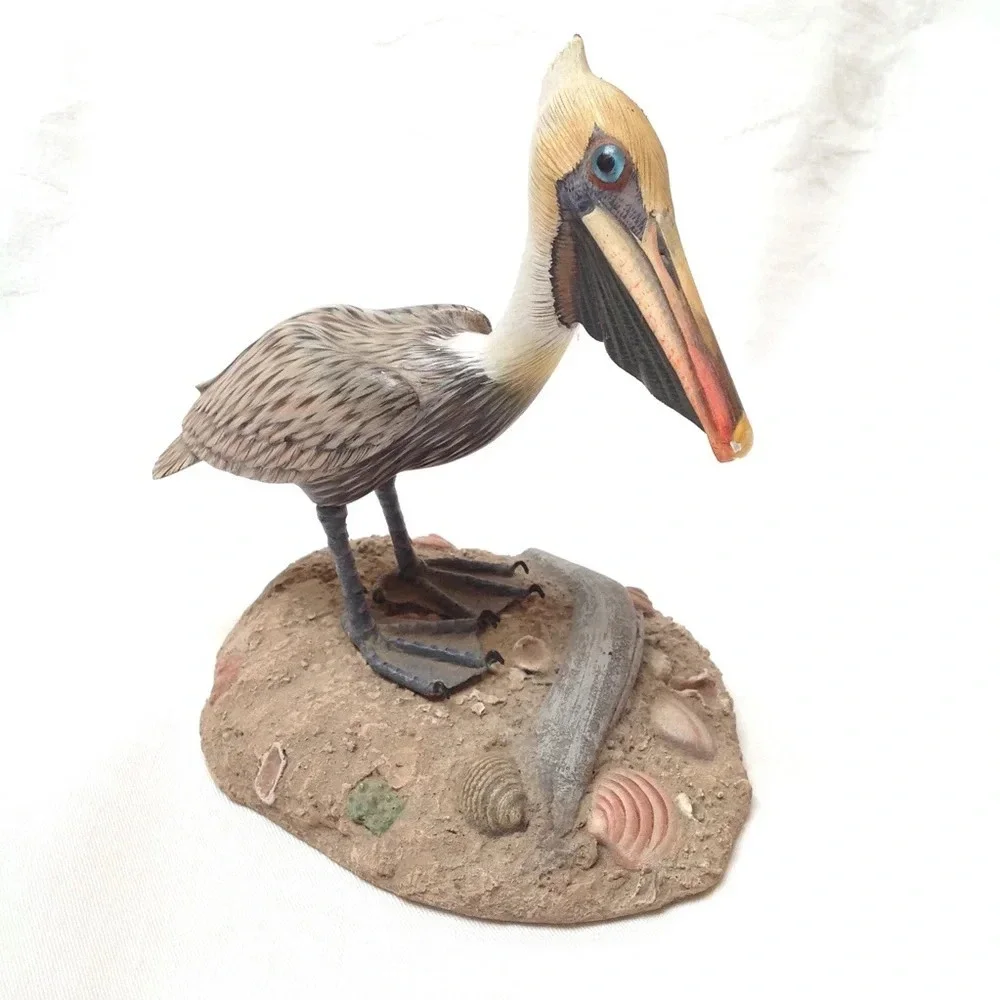 Pelican Statue Sculpture On Stand Home Decor Shore Bird Art Resin